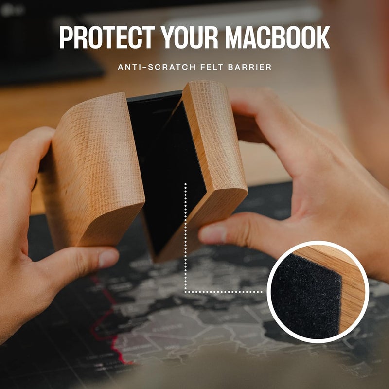 COREMINDED Adjustable Vertical Laptop Stand for Desk, Wooden Laptop Holder, MacBook Pro Stand, Wood Mac Air Dock (Solid Walnut) - Image 4